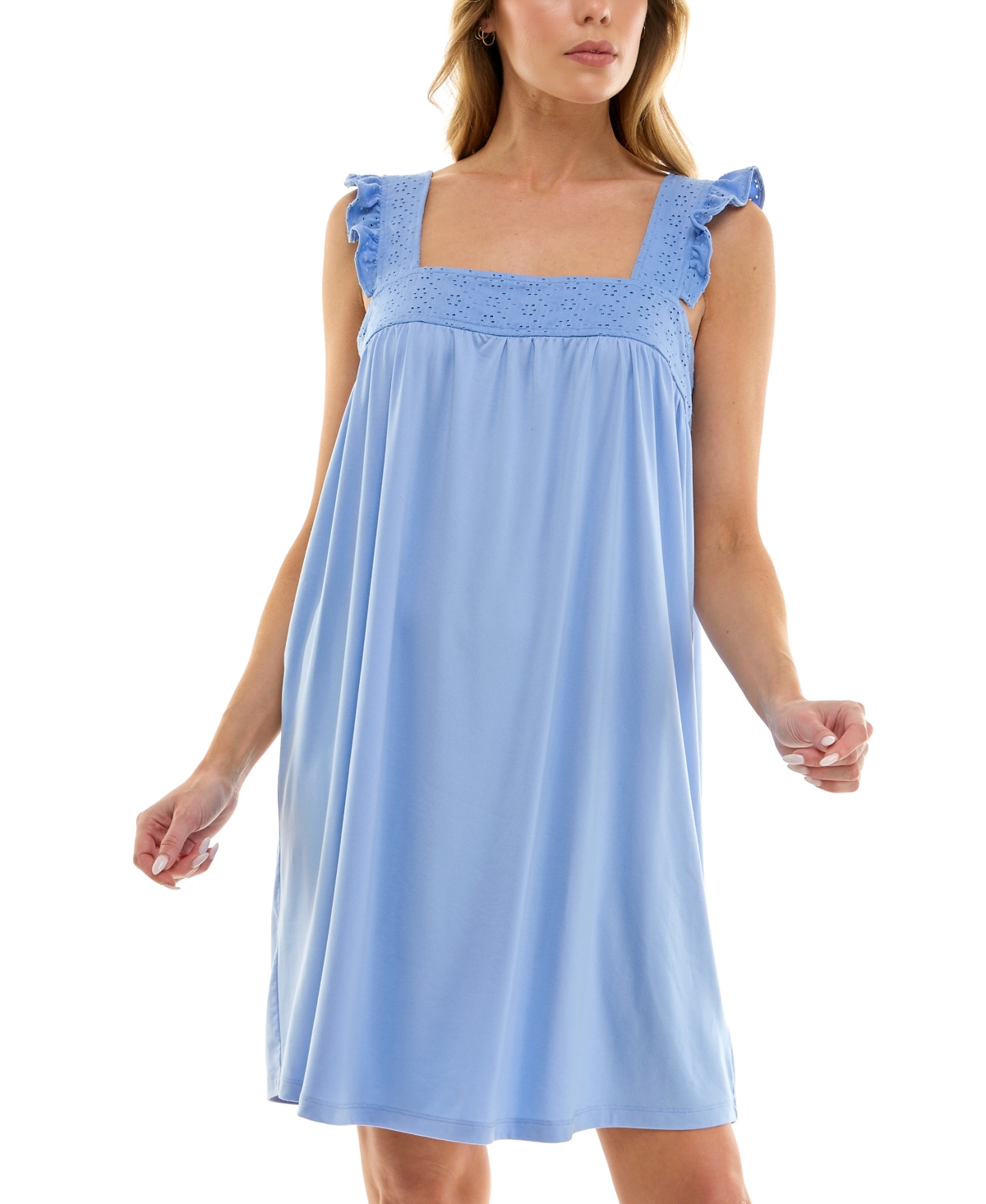 Women's Eyelet-Knit Ruffled-Edge Sleep Dress - Serenity