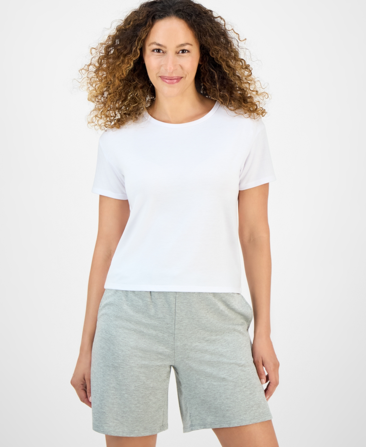 Petite French Terry Short-Sleeve T-Shirt, Exclusively at Macy's - Chambray