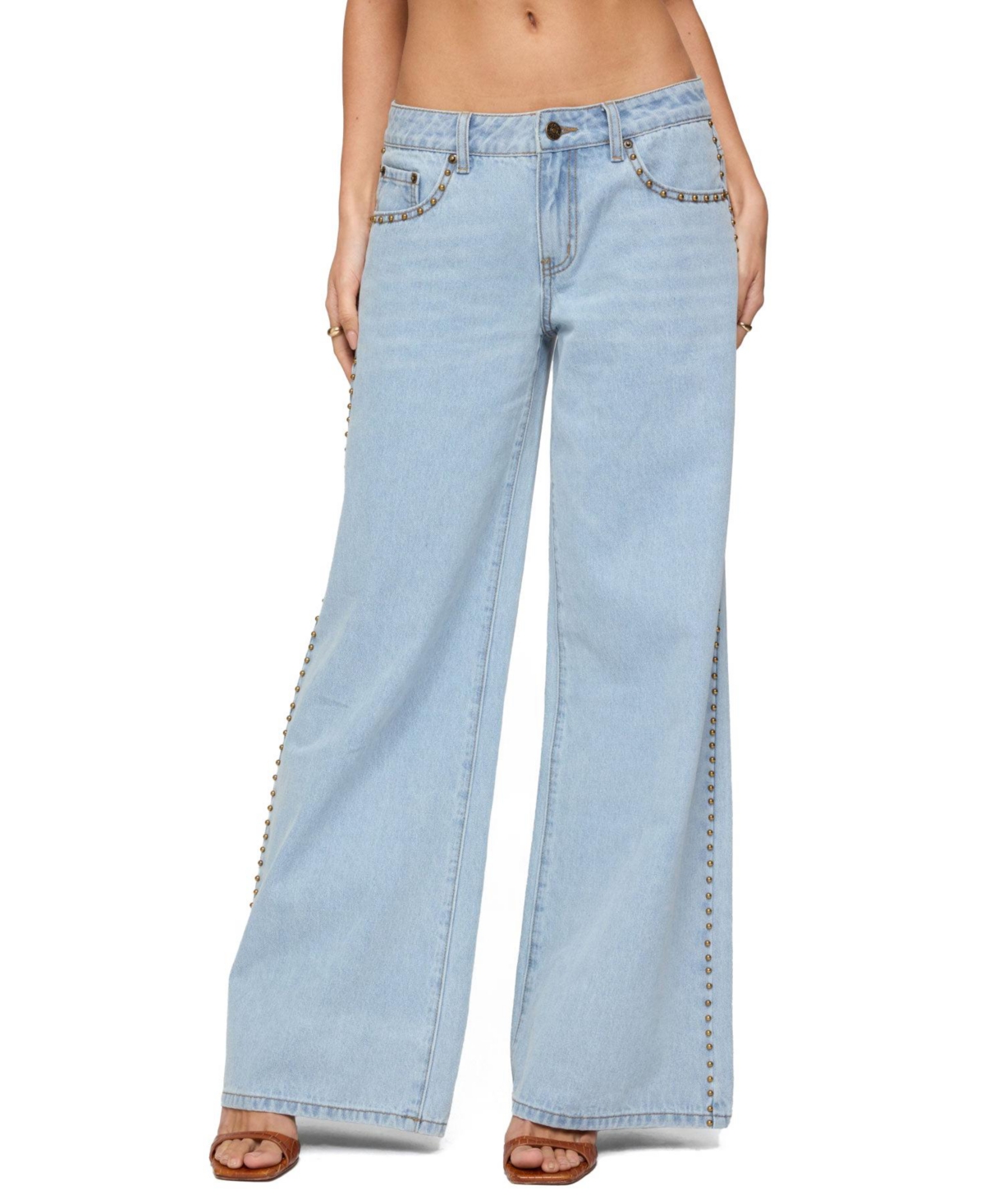 Women's Stassie Studded Low Rise Jeans - Light-blue