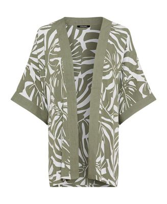 Women's Leaf Print Lightweight Kimono