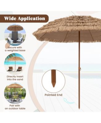 8FT Hula Thatched Tiki Umbrella Hawaiian Style Beach Umbrella Patio