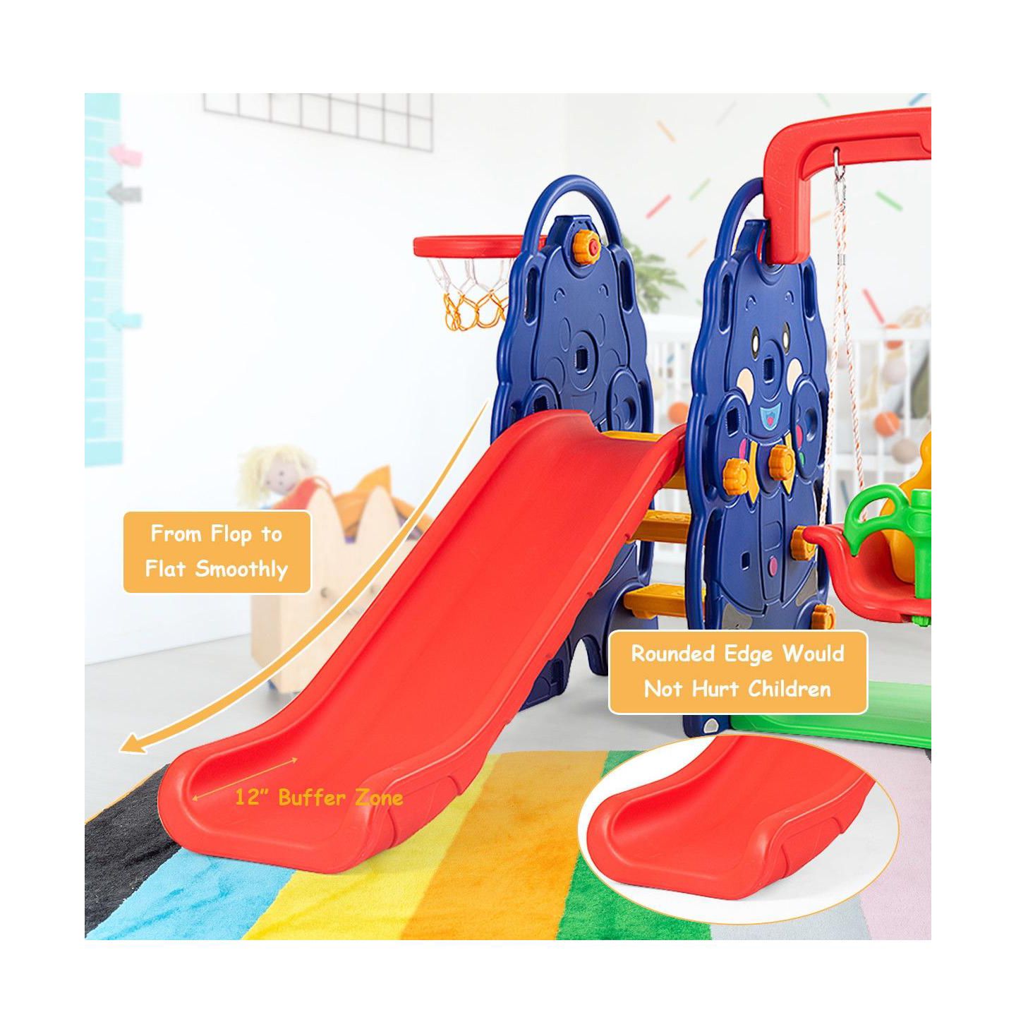Детские игрушки Mecale 3-in-1 Freestanding Climber Slide Swing with Basketball Hoop and Ring Toss, Holds 66 Lbs., Ages 3+, цвет: Синий — фото 7