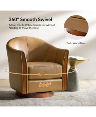 1 piece  Genuine Leather 360-degree Swivel Barrel Chair