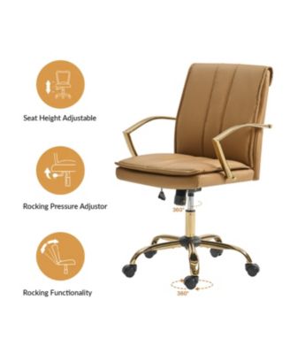 1 Pc Faux Leather Modern Rocking Tilting High-Back Office Chair with 360-Degree Swivel Base