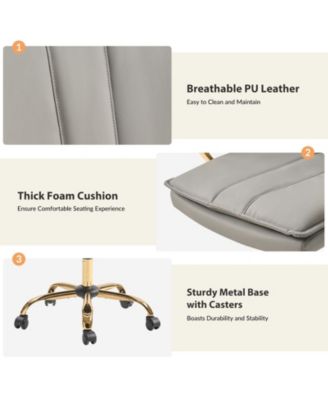 1 Pc Faux Leather Modern Rocking Tilting High-Back Office Chair with 360-Degree Swivel Base