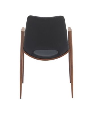 Set of Two Upholstered Faux Leather Open Back Dining Arm Chairs