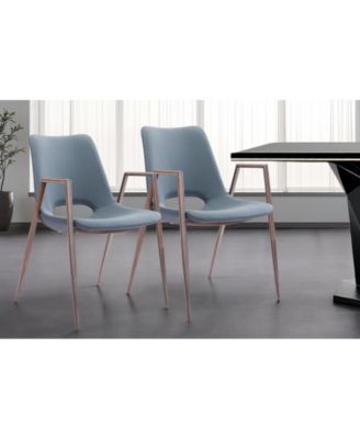 Set of Two Upholstered Faux Leather Open Back Dining Arm Chairs