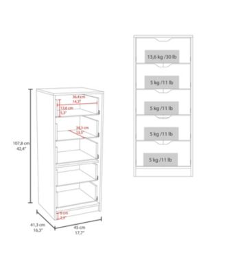 Houma 5 Drawers Narrow Dresser, Slim Storage Chest of Drawers