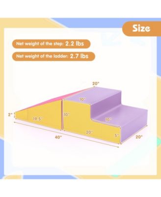 2-Piece Step and Slide Climber for Infants and Toddlers Baby Soft Play Set Foam Blocks
