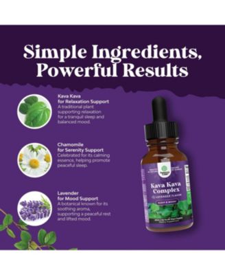 Kava Kava Complex | Mood Support Supplement, Calming High Concentration Extract with Chamomile & Lavender Flavor | 60ml