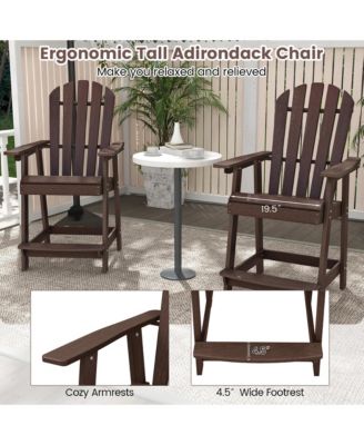 2PCS Bar Stool HDPE Chair w/ Armrest Footrest Home Indoor Outdoor Patio