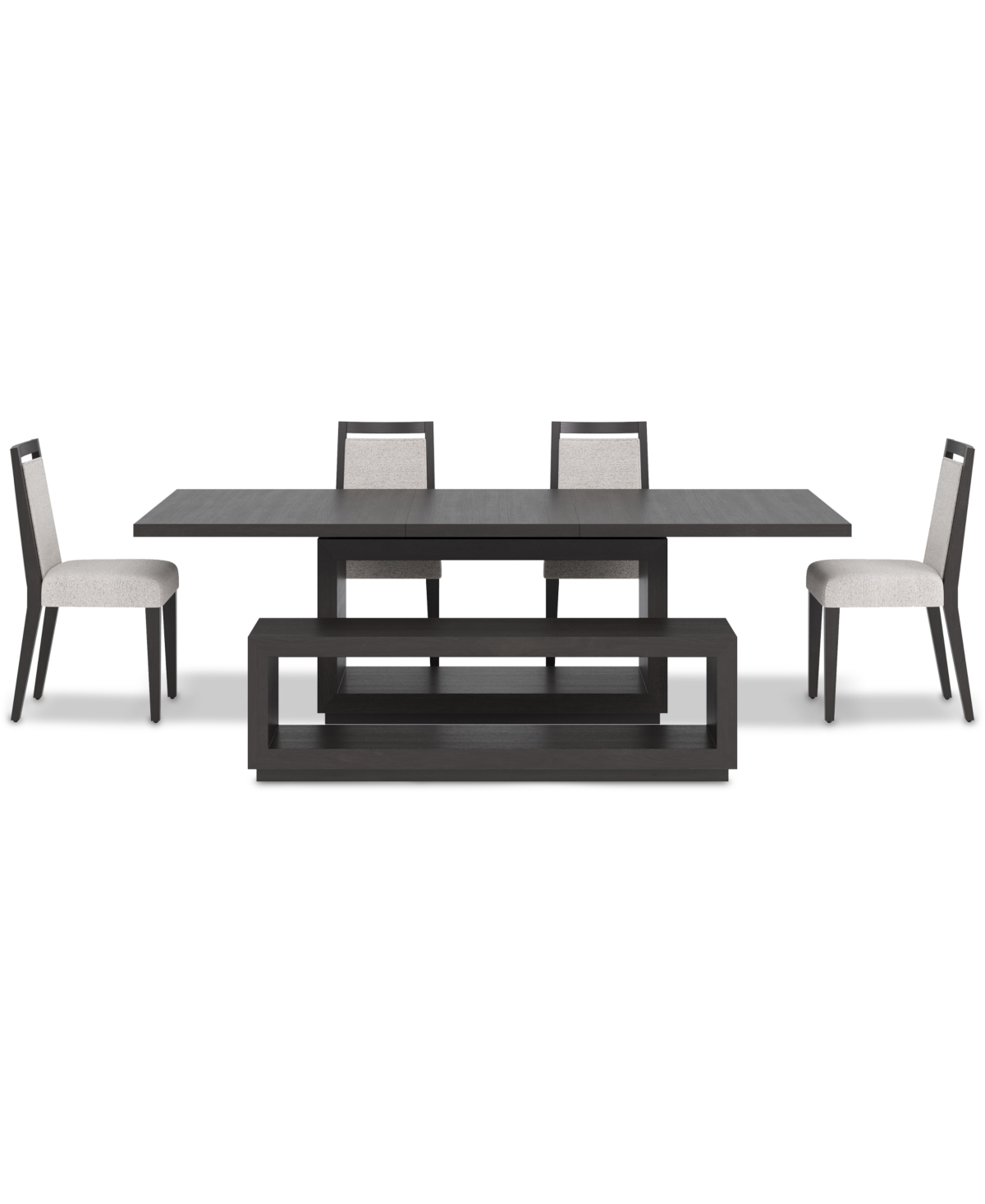 Macy's Tivie 6-pc. Dining Set (rectangular Table, 4 Wood Dining Chairs & Bench) In White