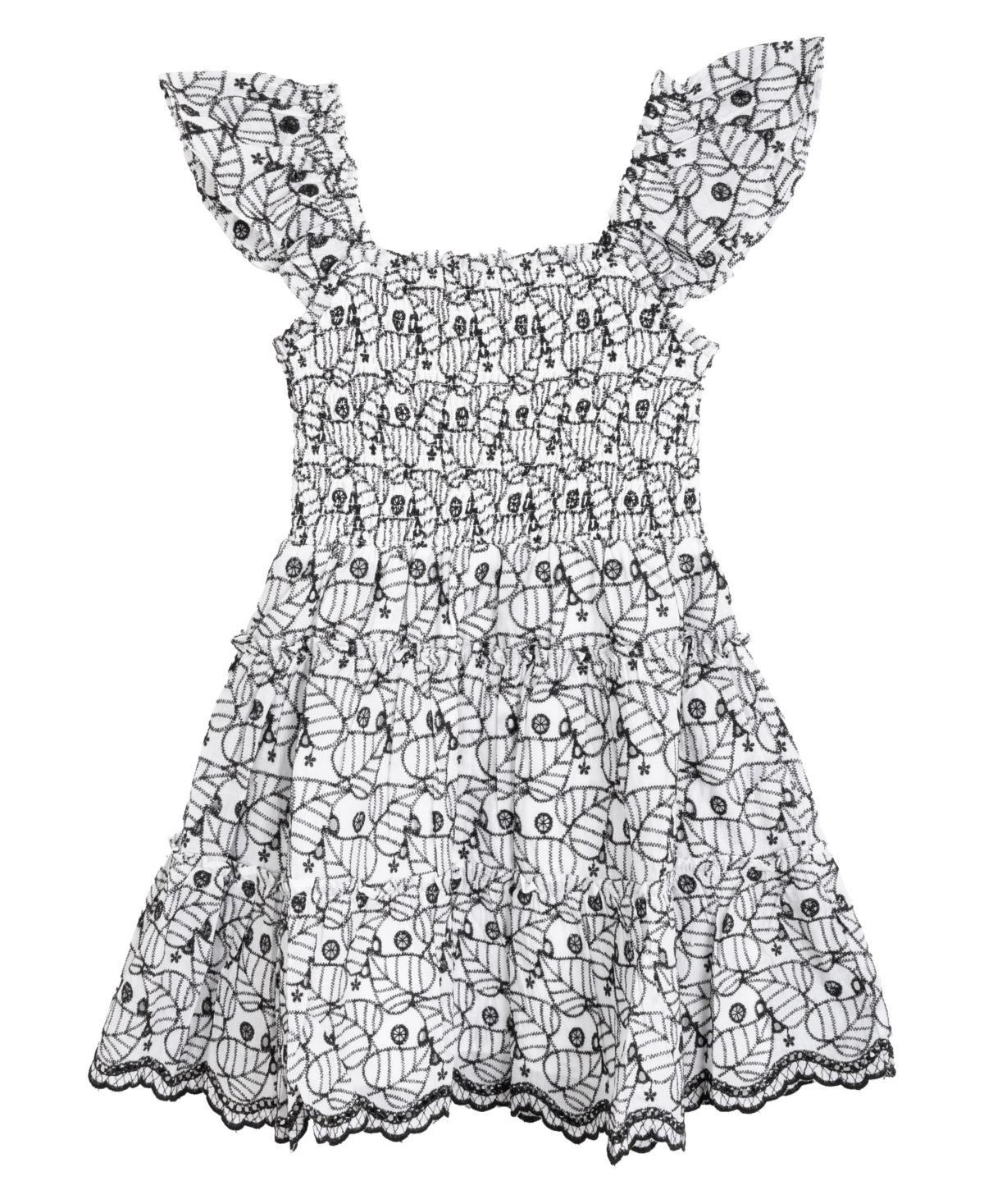 Rare Editions Kids' Big Girls Enlarged Leaf Eyelet Dress