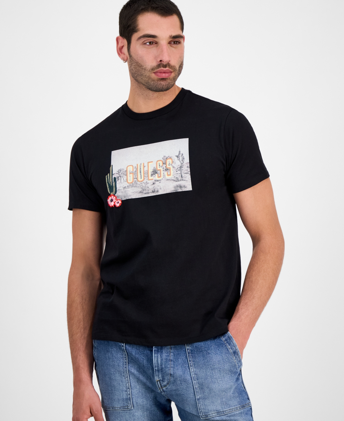 Men's Cactus Garden Short Sleeve Logo Graphic T-Shirt - Jet Black