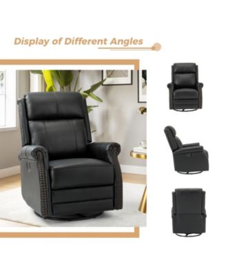 30.5" Wide Genuine Leather Manual Recline, Contemporary Style Osvaldo Recliner Chair