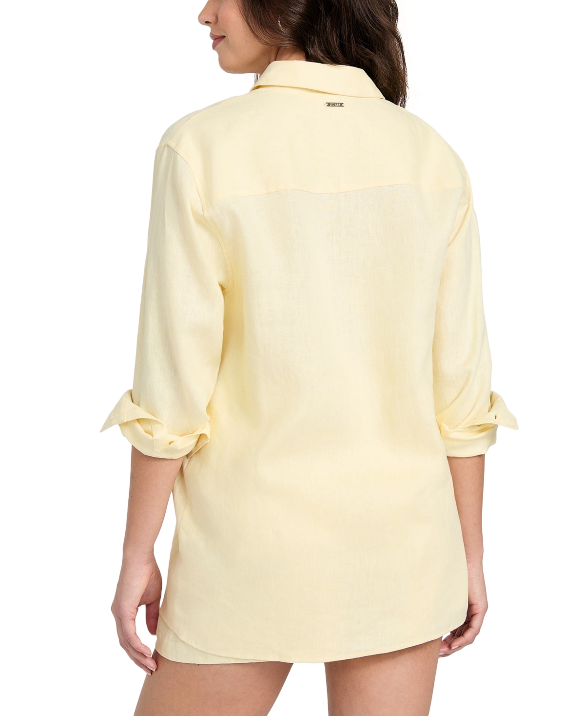 GUESS WOMEN'S LONG-SLEEVE LINEN BUTTON-UP SHIRT 