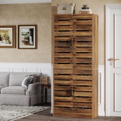 70.8" Tall Shoe Cabinet with Shutter Doors, 9-Tier 27 Pairs Shoe Cabinet, for Entryway, Hallway, Closet, Living Room