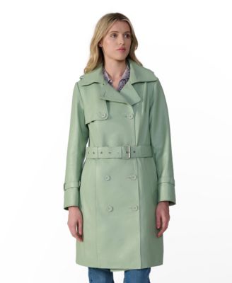 Women's Leather Trench Coat, Created for Macy's