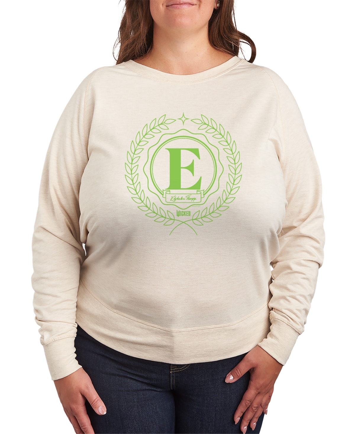 Hybrid Apparel Plus Size Wicked Elphaba E Graphic Pullover T-shirt In Neutral