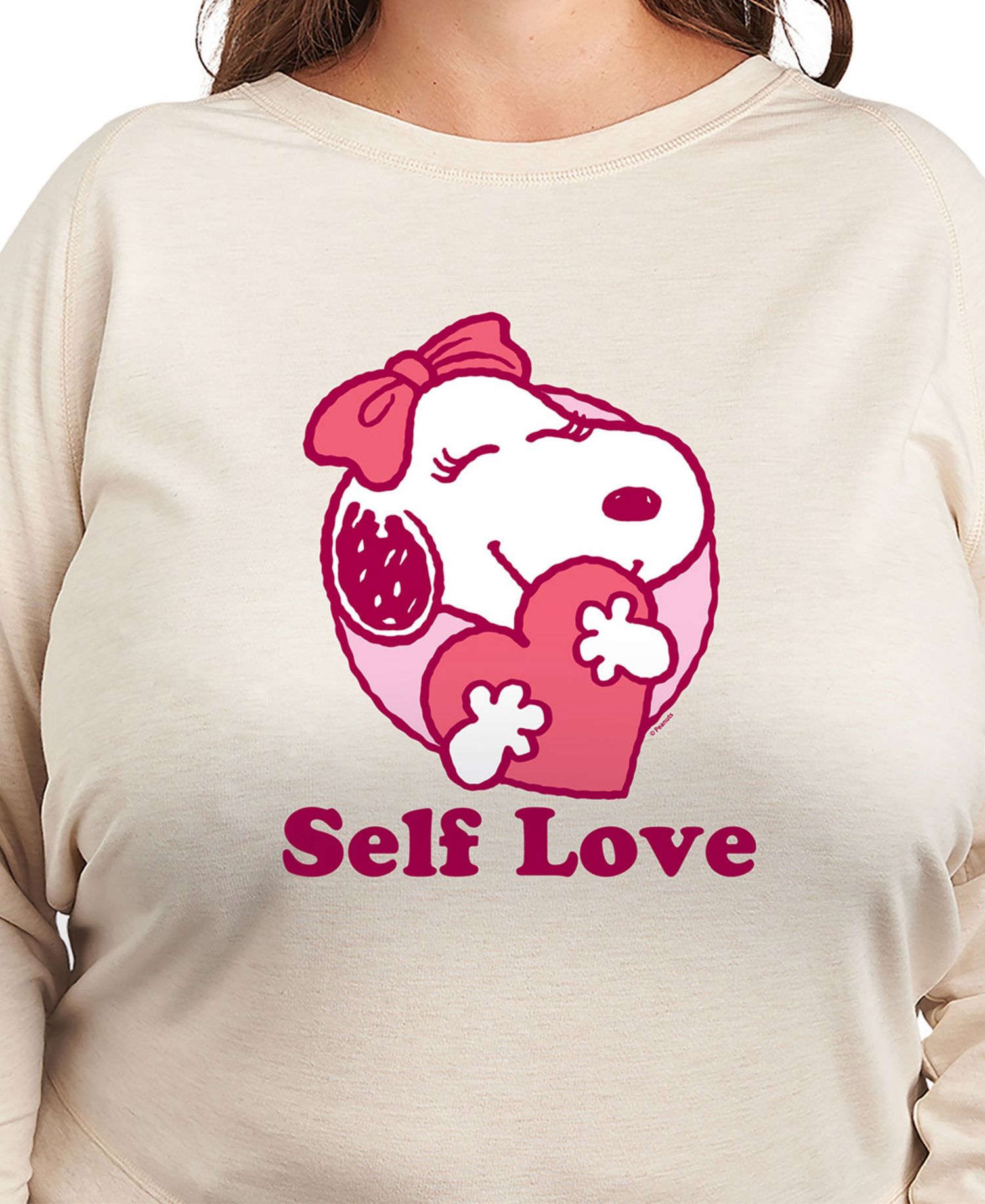 Plus Size Peanuts Self Love Graphic Pullover T-Shirt