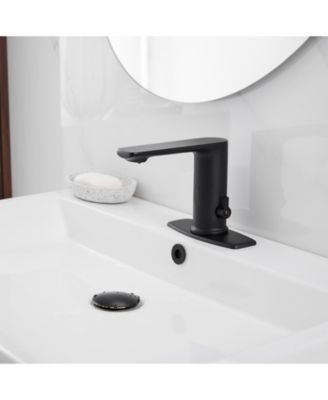 Automatic Sensor Touchless Single Hole Bathroom Sink Faucet With Temperature Mixing Valve In Polished Chrome