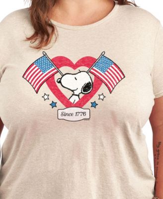 Plus Size Peanuts Snoopy American Flag Heart Graphic T-Shirt
