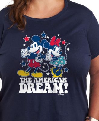 Plus Size Disney Mickey The American Dream Graphic T-Shirt