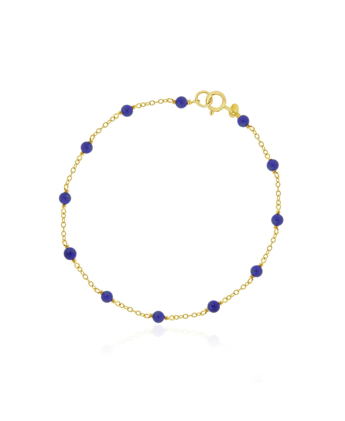 Lapis Bead Chain Bracelet 14K Gold - Lapis bead