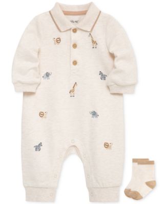 Baby Boys Safari Coverall & Socks, 2 Piece Set