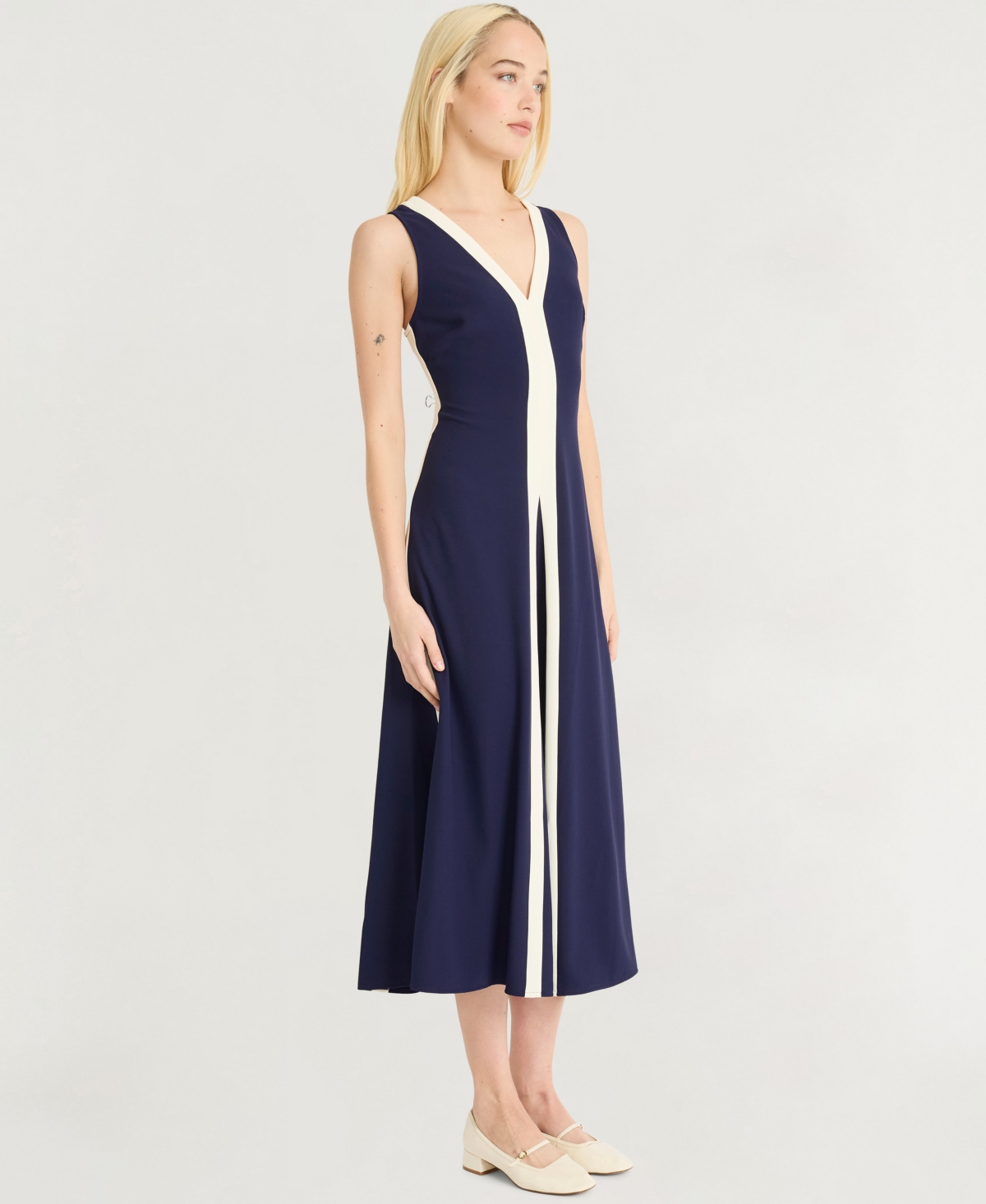 Luxely Stripe V-neck Maxi Dress