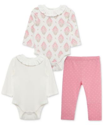 Little Me - Baby Girls Floral Bodysuits & Pants, 3 Piece Set