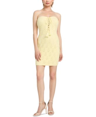 GUESS - Women's Isabella Pointelle Lace-Up Mini Dress