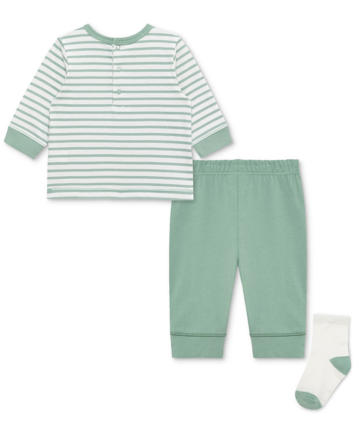Little Me Baby Boys Jungle Striped T-shirt, Jogger Pants & Socks, 3 Piece Set In Green