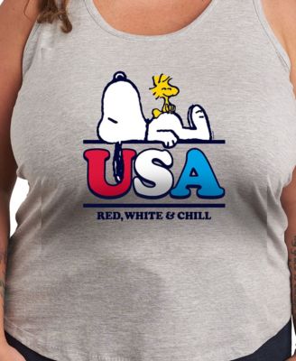 Plus Size Peanuts Snoopy USA Graphic Crew Neck Tank T-Shirt