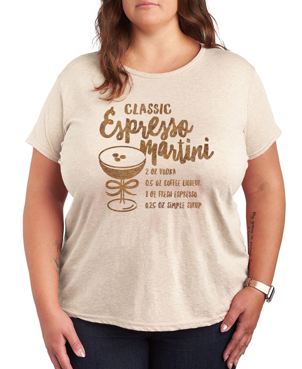 Hybrid Apparel Plus Size Espresso Martini Graphic Crew Neck T-shirt