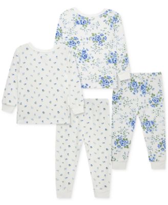 Baby Girls Toile Pajamas, 4 Piece Set