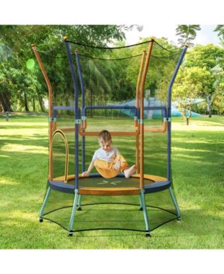 Mini Trampoline for Kids with Safety Enclosure Net and Foam Handles