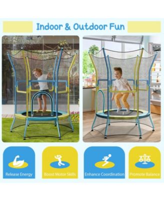 Mini Trampoline for Kids with Safety Enclosure Net and Foam Handles