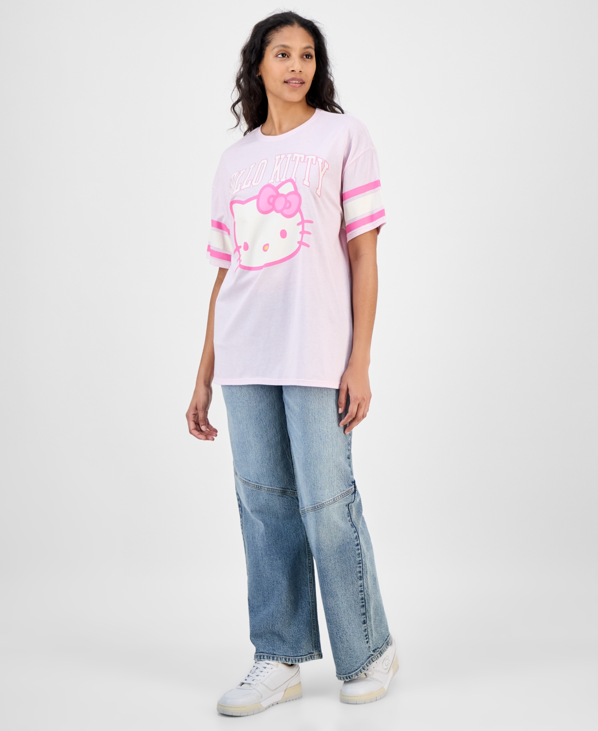 Grayson Threads, The Label Trendy Plus Size Varsity Hello Kitty T-shirt In Pink
