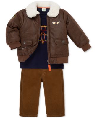 Baby Boys Aviator Jacket, T-Shirt & Pants, 3 Piece Set