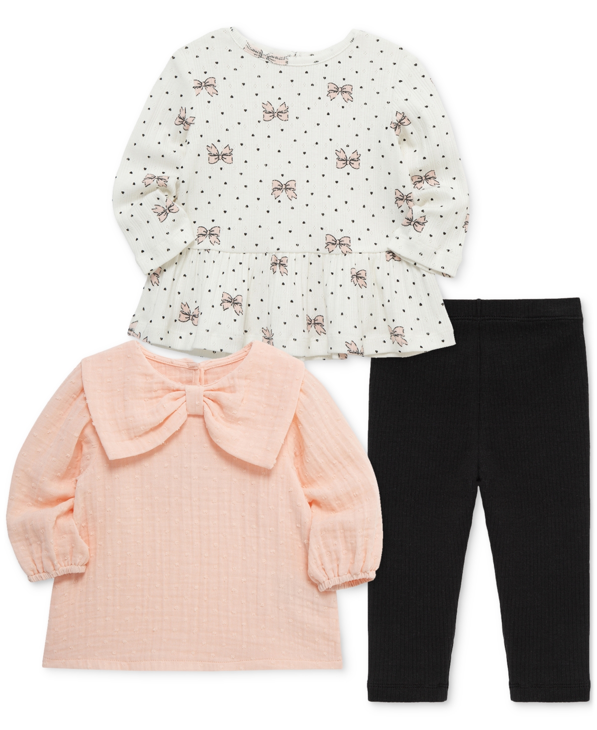 Little Me Baby Girls 3-Pc. Bow Shirt & Leggings Play Set