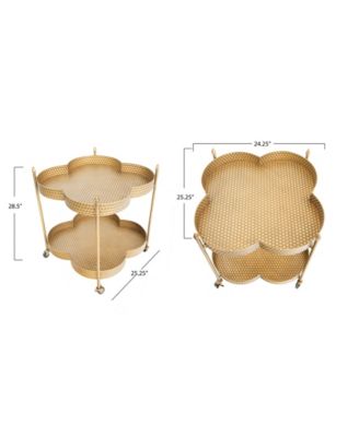 CREATIVE CO-OP 24.7" Metal Vintage 2-Tier Hammered Bar Cart