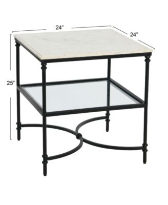 CREATIVE CO-OP 24" Marble and Metal Libertine Genuine Ogee Edge Square End Table