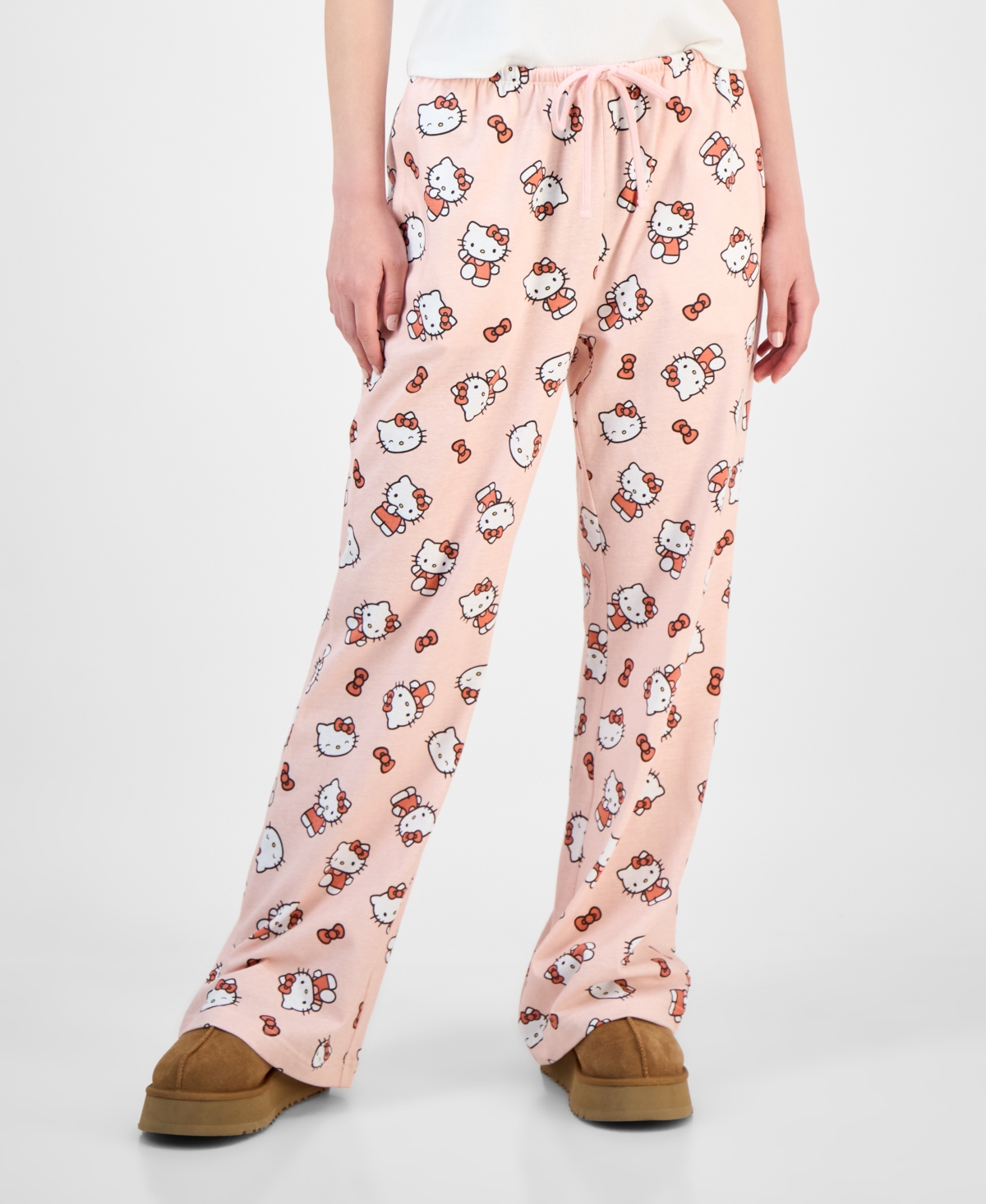Love Tribe Junior's Hello Kitty Allover-print Drawstring Pants In Pink