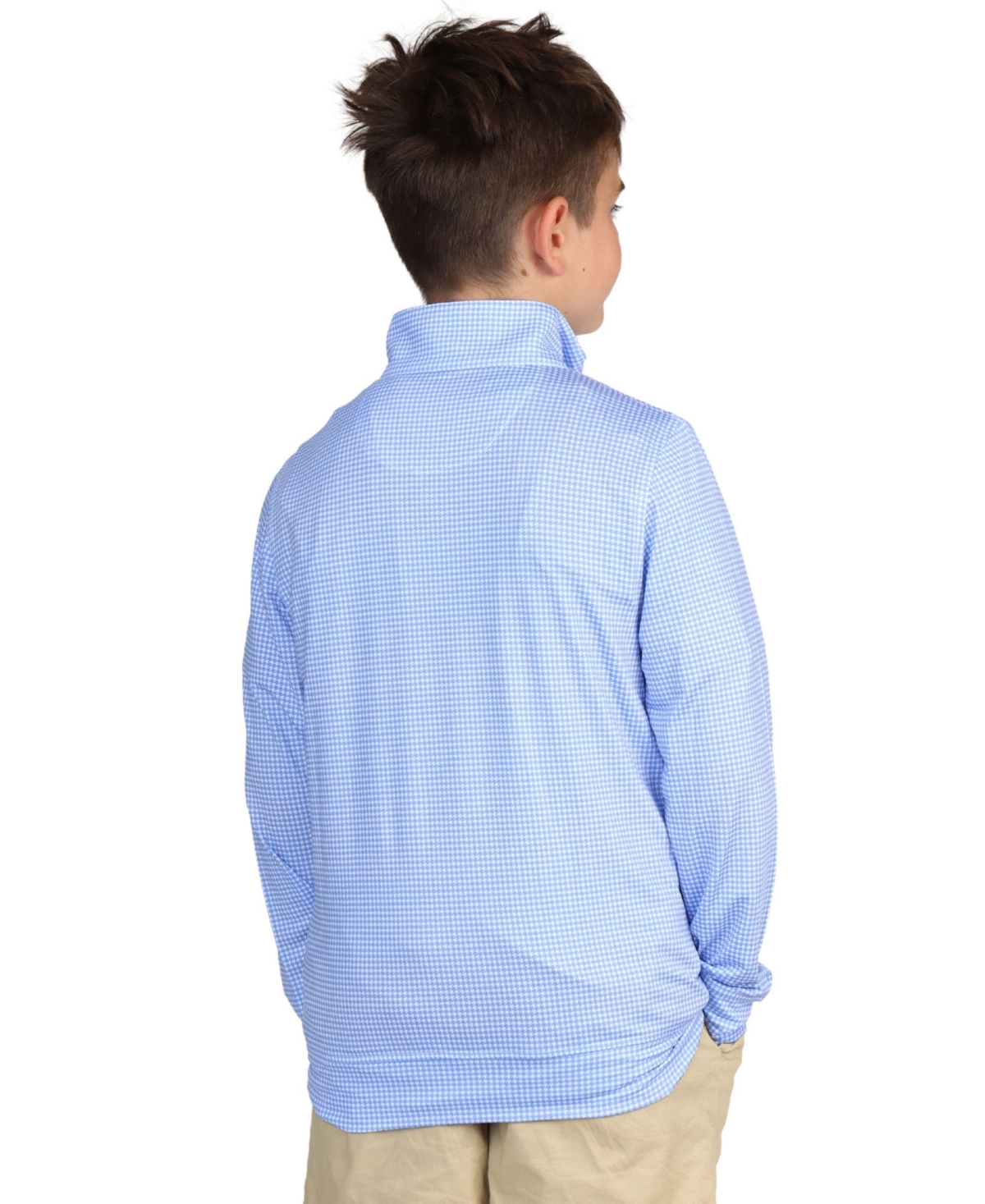 Tailorbyrd Boys Houndstooth Printed Performance Quarter Zip