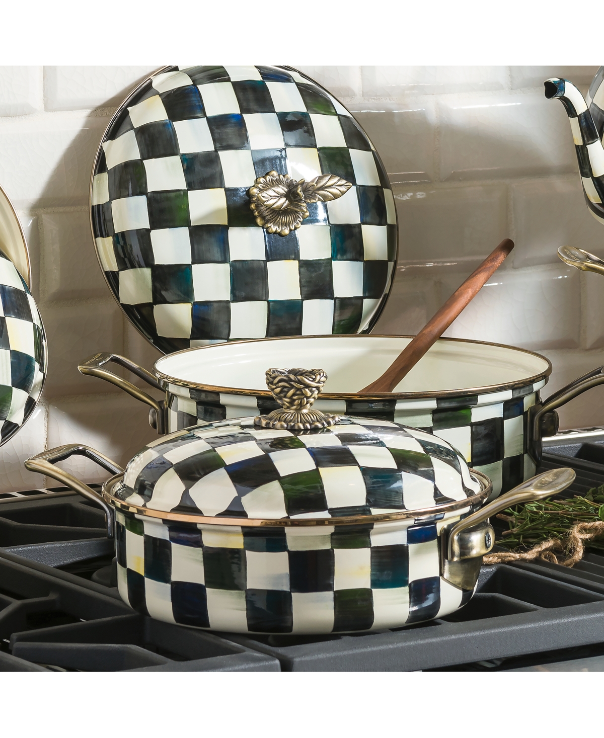 Mackenzie-childs Courtly Check 3-quart Enameled Steel Casserole Dish In Multi