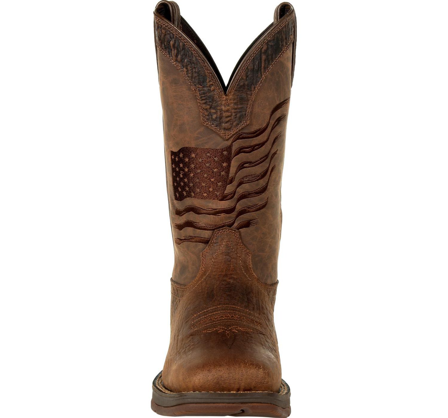 Men's Rebel by Brown Distressed Flag Embroidery Western Boot