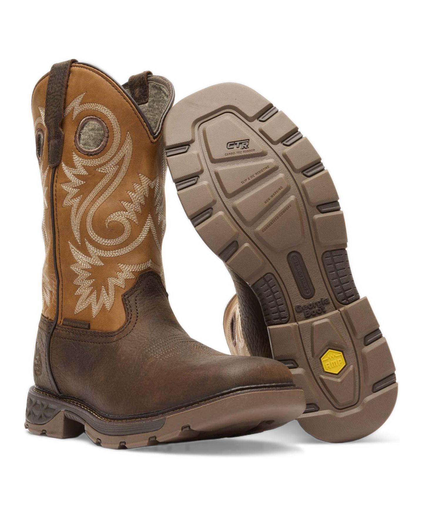 Мужские ботинки GEORGIA BOOT Carbo-Tec FLX 11" Waterproof Pull On Work, цвет: Коричневый / Оранжевый — фото 2