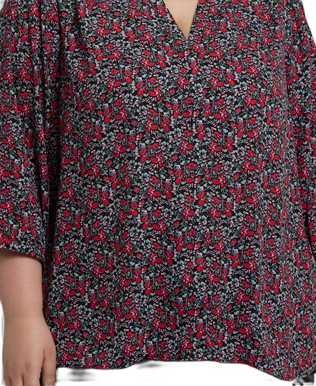Nydj Plus Size Pintuck V-neck Top