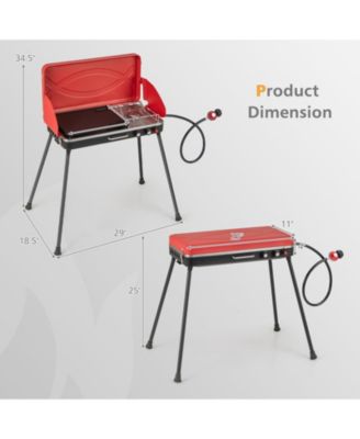 2-in-1 Gas Camping Grill and Stove with Detachable Legs